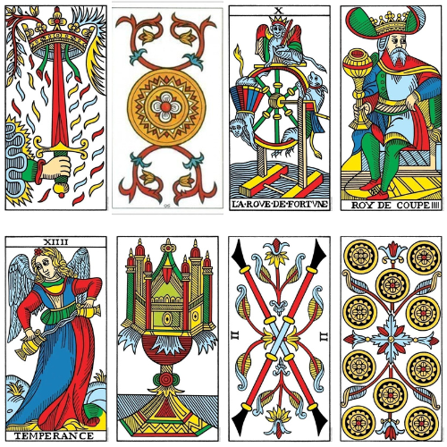 De Marseille Tarot is het meest gebruikte tarot deck, en wordt al sinds de 18e eeuw gedrukt. Het ontwerp van dit deck is geïnspireerd op de vroegere Franse en Italiaanse tarotdecks. 